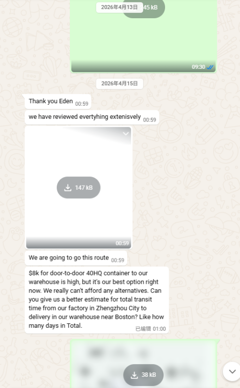 Screenshot of communication with a frequent client(1)