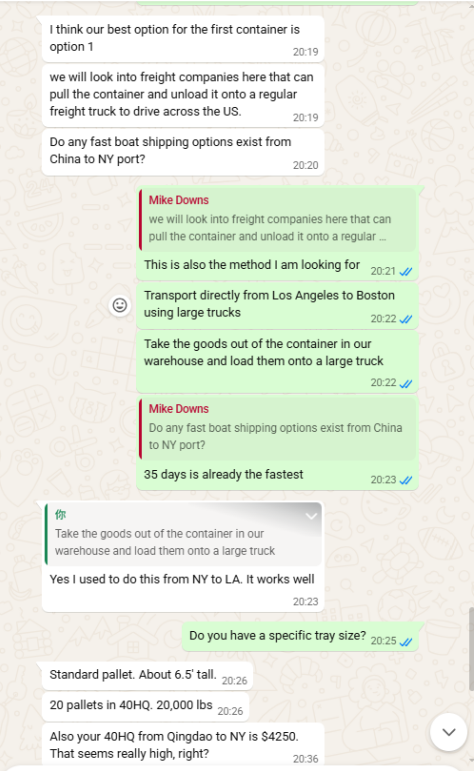 Screenshot of communication with a frequent client(5)