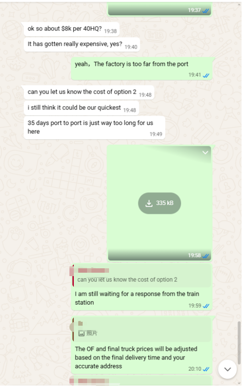 Screenshot of communication with a frequent client(6)
