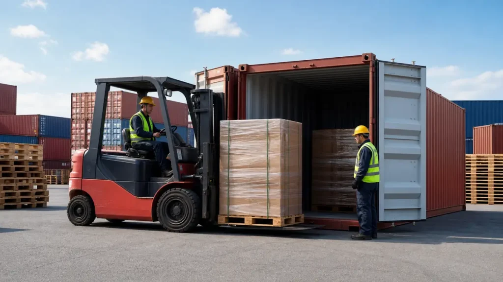 Container terminal operations used on the China to Kuwait City (Kuwait) freight lane